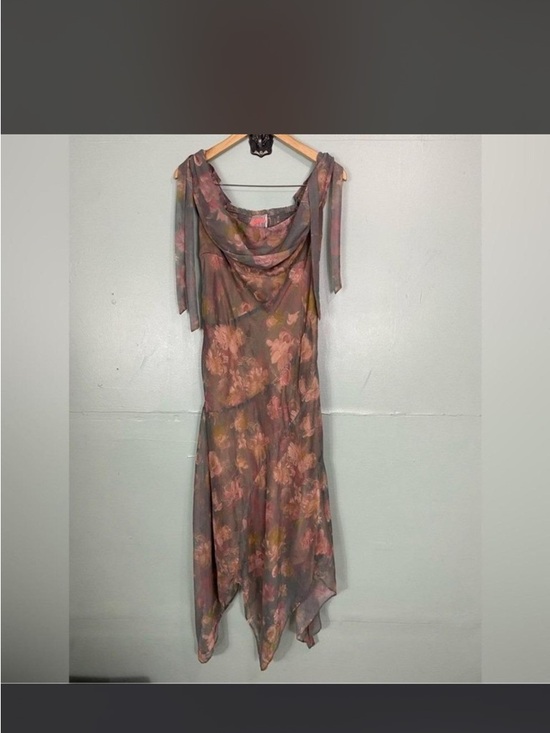 Free People Dresses & Skirts - Free People Floral Cowl Neck Midi Dress in Dusty Rose and Gray